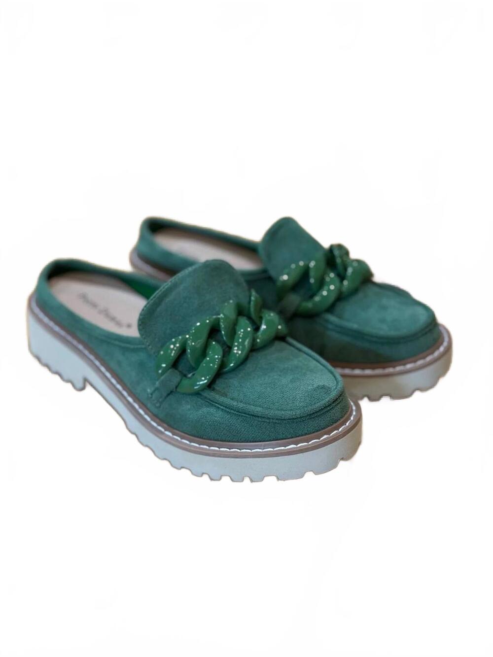 NEW PIERRE DUMAS women's suede mule in mint green